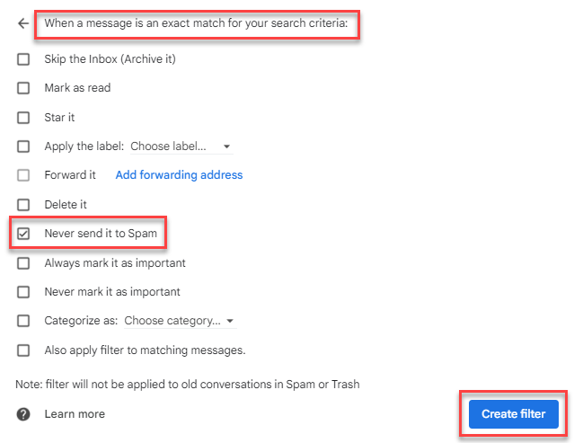 How to whitelist an email address in Gmail